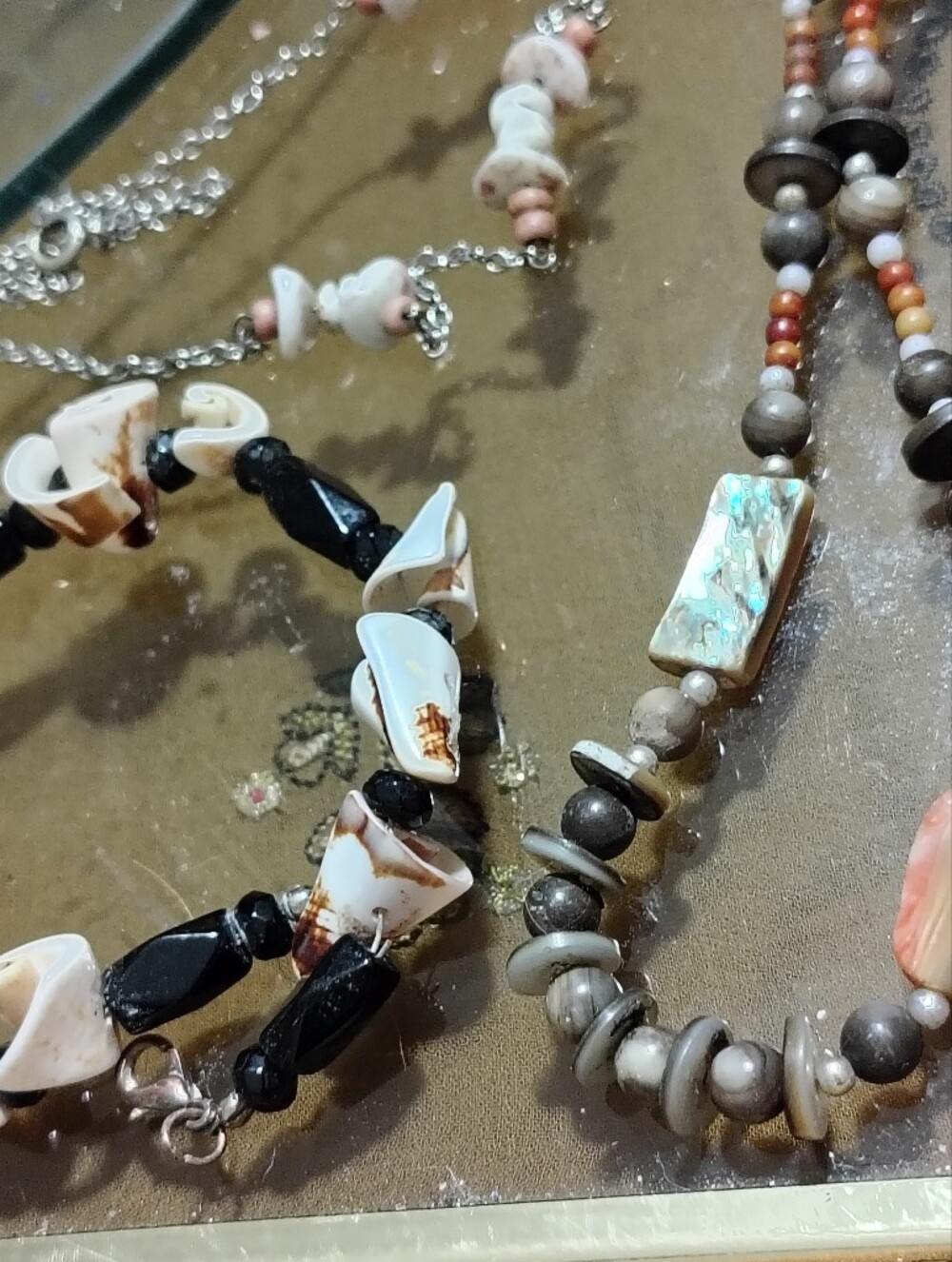 Set of 3 Natural Organic Jewelry Shell Abalone Wood Necklace Bracelet Lot